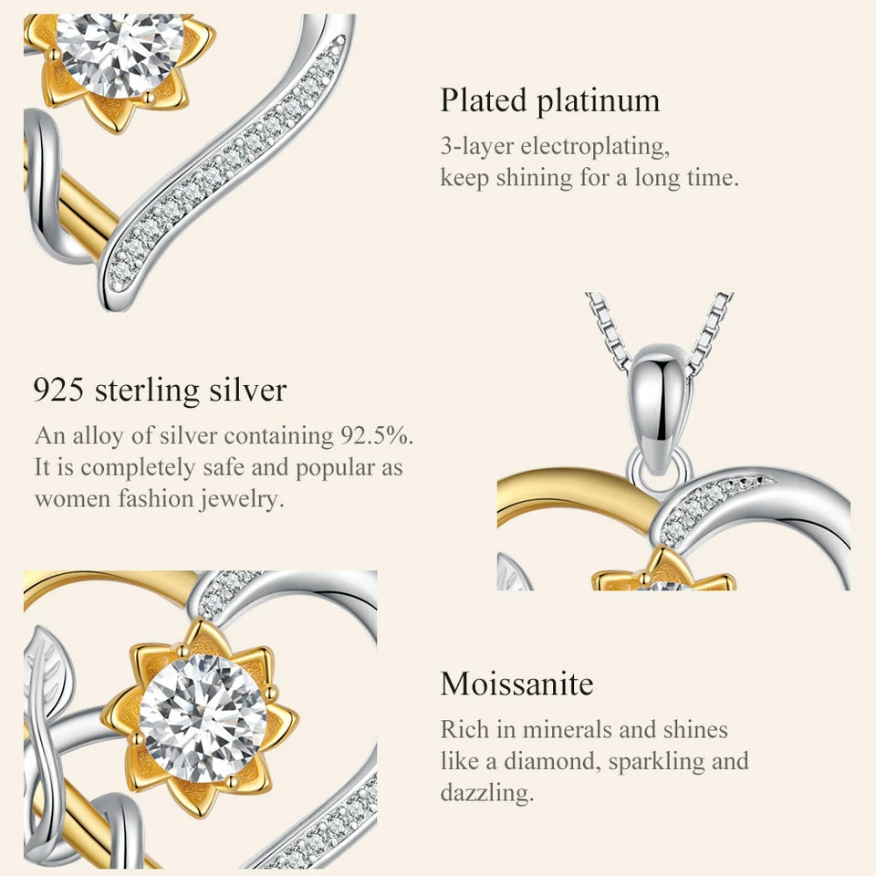 1 Carat Heart-Shaped Moissanite Pendant Necklace – D Color VVS1 Stone with 925 Sterling Silver Chain for Women