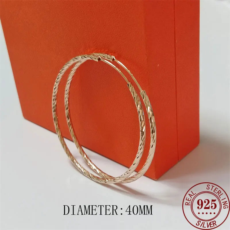 18K Yellow Gold Plated Sterling Silver Hoop Earrings for Women