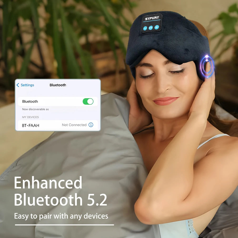 Bluetooth 5.3 Sleeping Mask with Wireless Headphones – Soft Velvet Eye Shade for Men & Women