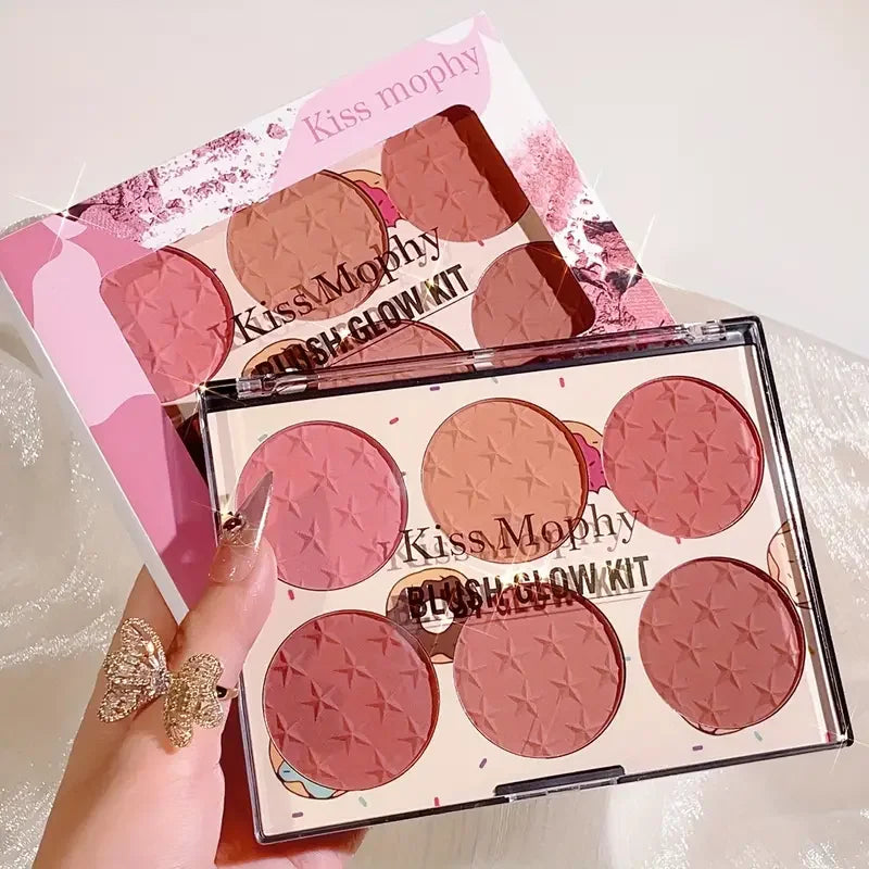 6-Color Matte Blush Palette – High Pigment, Long-Lasting Natural Cheek Colors for Daily Makeup