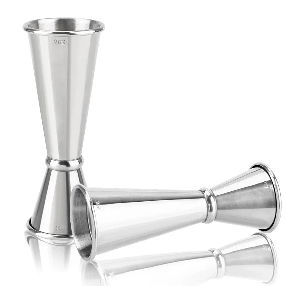 2PCS Stainless Steel Cocktail Measuring Jiggers – 30ml/60ml Double-Sided Spirit Measure Cups for Bartending, Home Bar, and Kitchen Use