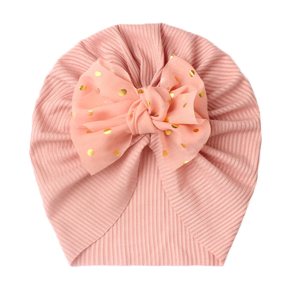 Soft Cotton Baby Turban Hat with Bow – Infant Girl Beanie for Newborn to 2 Years, Photography & Daily Wear