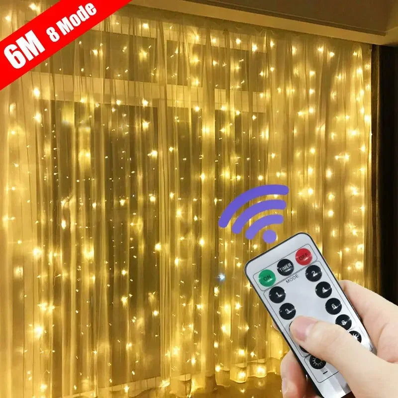 USB Curtain Fairy Lights with Remote – 8 Modes LED Window Garland, 3x3M to 6x3M Sizes, Warm/Cold/Multicolor for Holiday & Home Decor