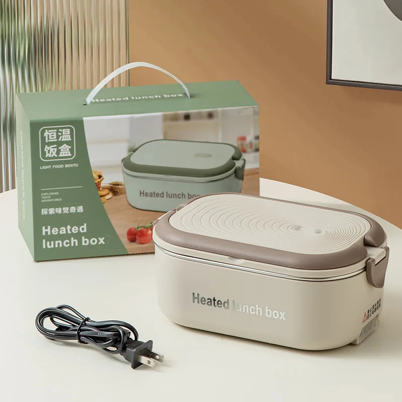 304 Stainless Steel Electric Lunch Box – Portable Water-Free Food Warmer with Constant Temperature Heating (220V)