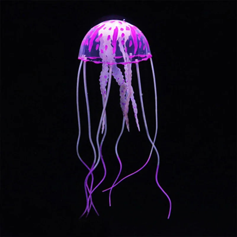 Artificial Glowing Jellyfish Aquarium Ornament – Soft Silicone Floating Decoration for Fish Tanks – Luminous Underwater Décor for Fresh or Salt Water
