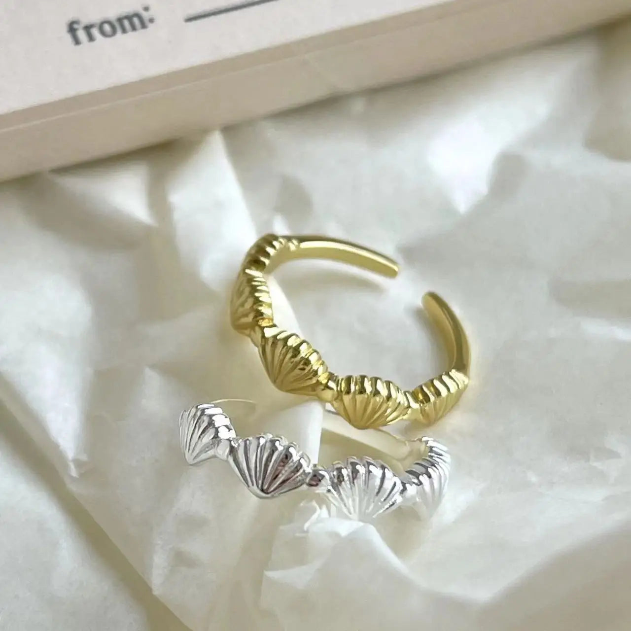 925 Sterling Silver Adjustable Shell-Inspired Ring for Women – Vintage Cocktail Style Wedding & Engagement Jewelry