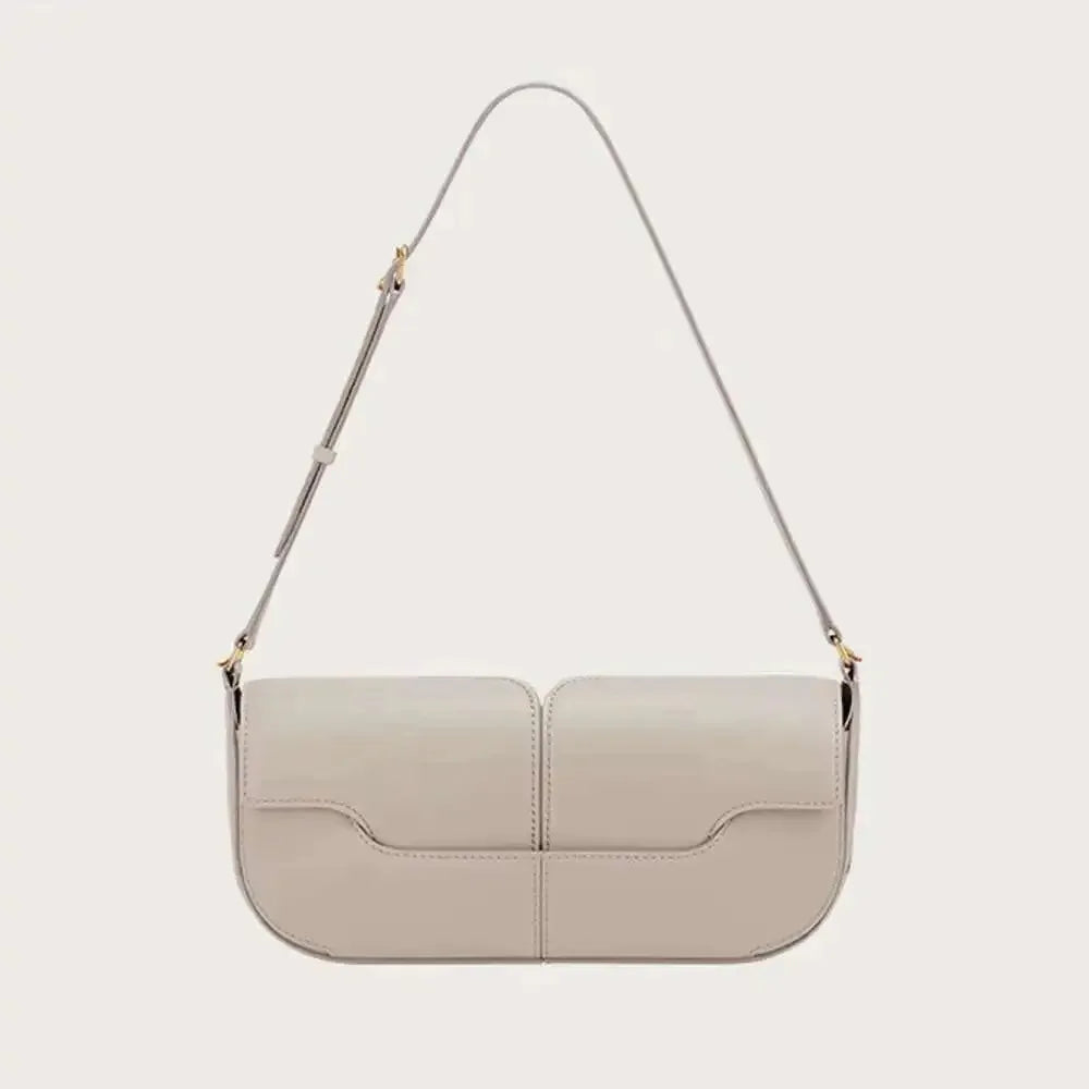 Women's Smooth Cowhide Leather Tote Shoulder Bag – Elegant Underarm Baguette Purse