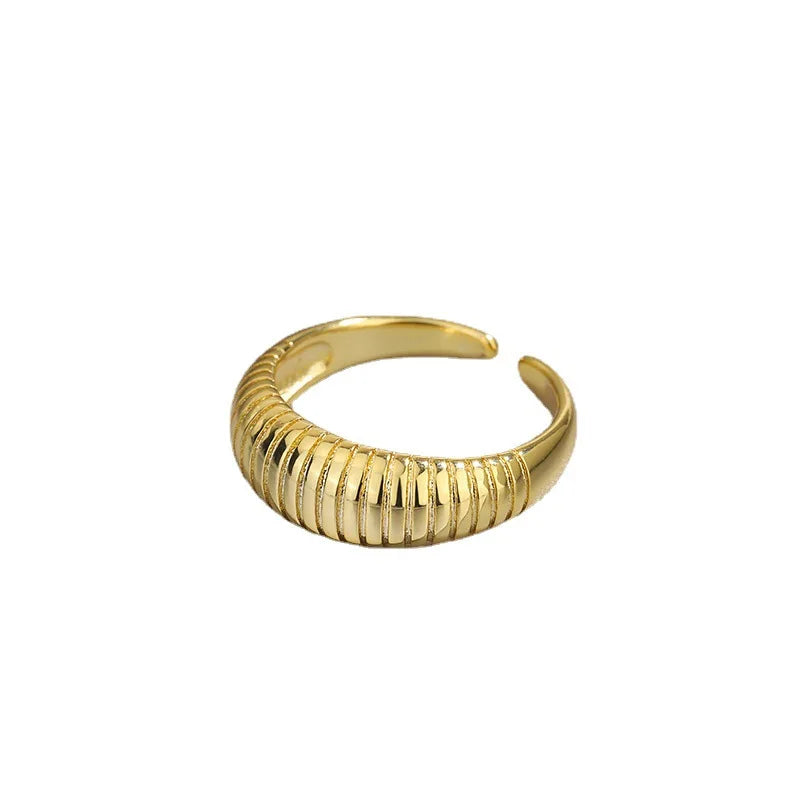 925 Sterling Silver Water Ripple Ring – Adjustable Geometric Cocktail Ring for Women’s Elegant Wedding & Party Jewelry