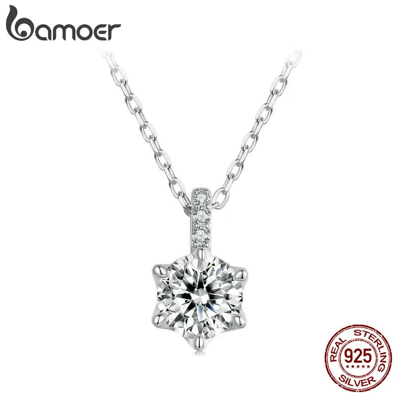 1 Carat Moissanite Heart Pendant Necklace for Women – 925 Sterling Silver, D Color VVS1 Lab-Grown Diamond, Elegant Jewelry for Wedding & Engagement