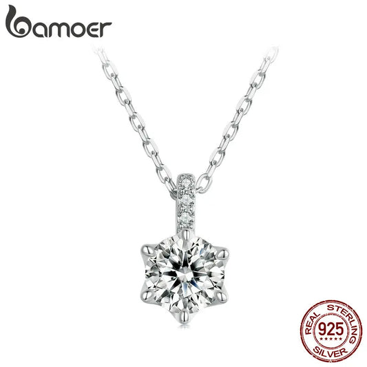 1 Carat Moissanite Heart Pendant Necklace for Women – 925 Sterling Silver, D Color VVS1 Lab-Grown Diamond, Elegant Jewelry for Wedding & Engagement
