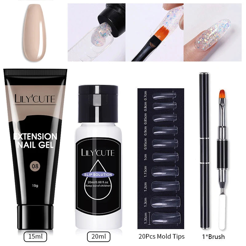15ml Nail Extension Gel Kit – Soak Off UV Acrylic Gel in White, Clear & Pink for Home or Salon Nail Art