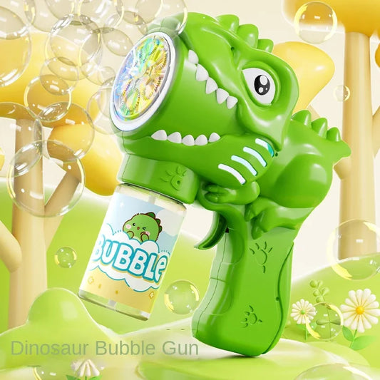 6-Hole Dinosaur Bubble Machine – Automatic Electric Bubble Gun with Lights for Outdoor Play