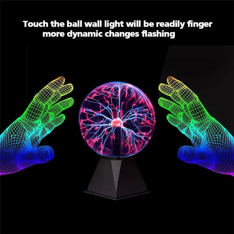 8-Inch Magic Plasma Ball Lamp – Touch-Sensitive Glass LED Night Light for Bedroom, Kids Party, and Science Decor