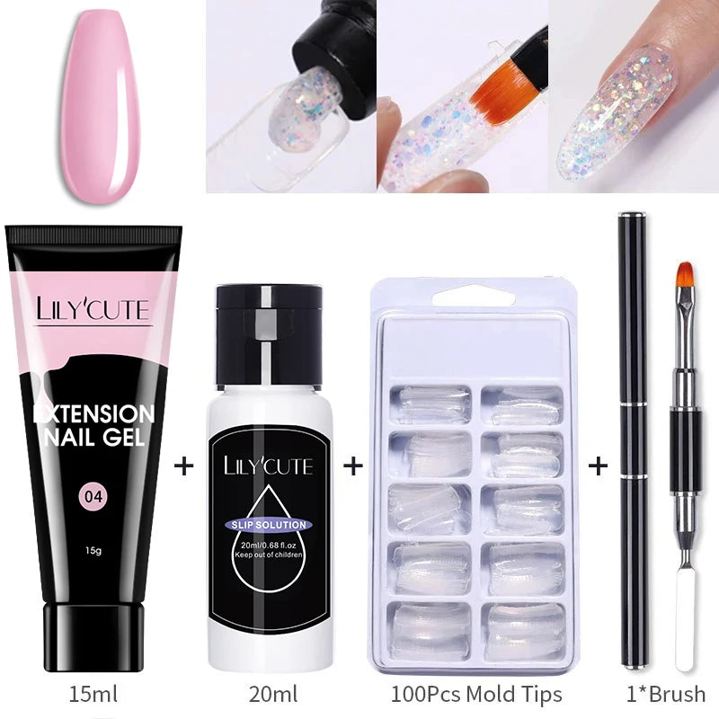 15ml Nail Extension Gel Kit – Soak Off UV Acrylic Gel in White, Clear & Pink for Home or Salon Nail Art