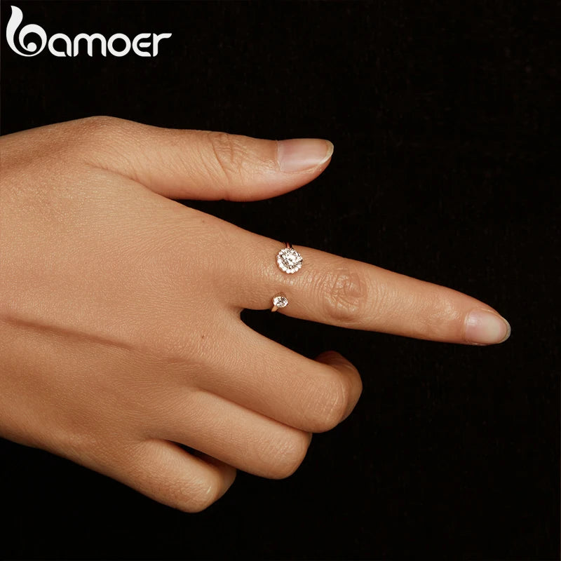 Adjustable Moissanite Open Ring – 925 Sterling Silver with White Gold Plating, 0.7CT D Color VVS1 Stones for Women