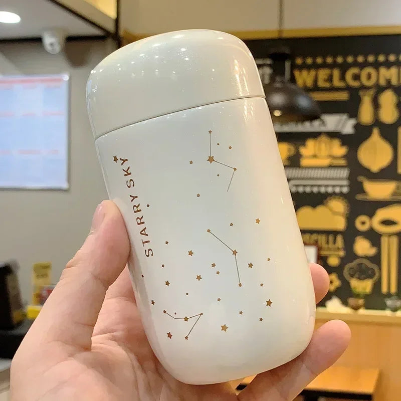 200ML Starry Sky Mini Thermos Bottle – Leakproof Stainless Steel Vacuum Flask Coffee Mug for Travel and Daily Use
