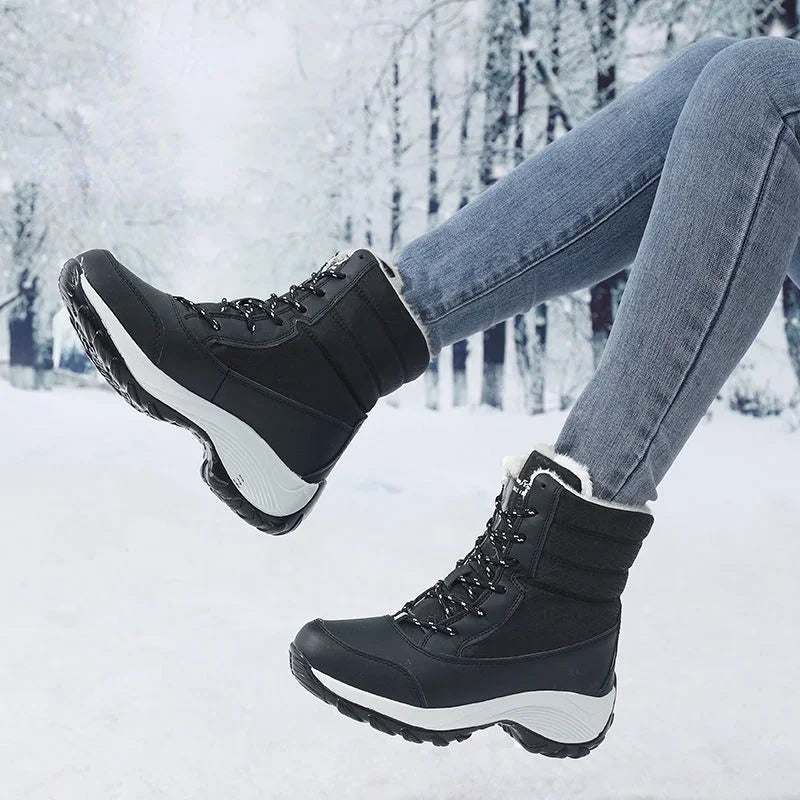 Women's Platform Winter Snow Boots – Warm Plush Fur Lining, Non-Slip Wedge Ankle Boots for Cold Weather