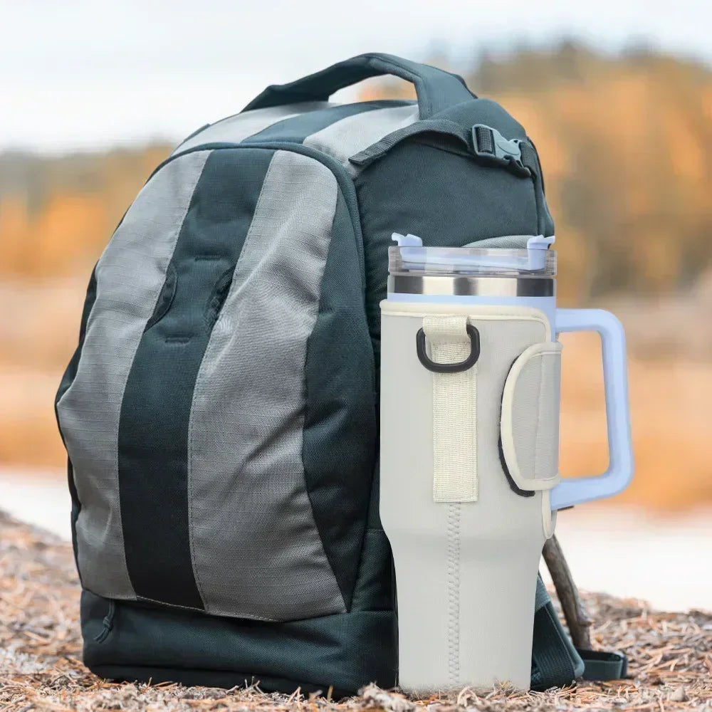 40oz Water Bottle Carrier Pouch with Adjustable Shoulder Strap – Insulated Cover for Thermos, Mug, or Sports Bottle
