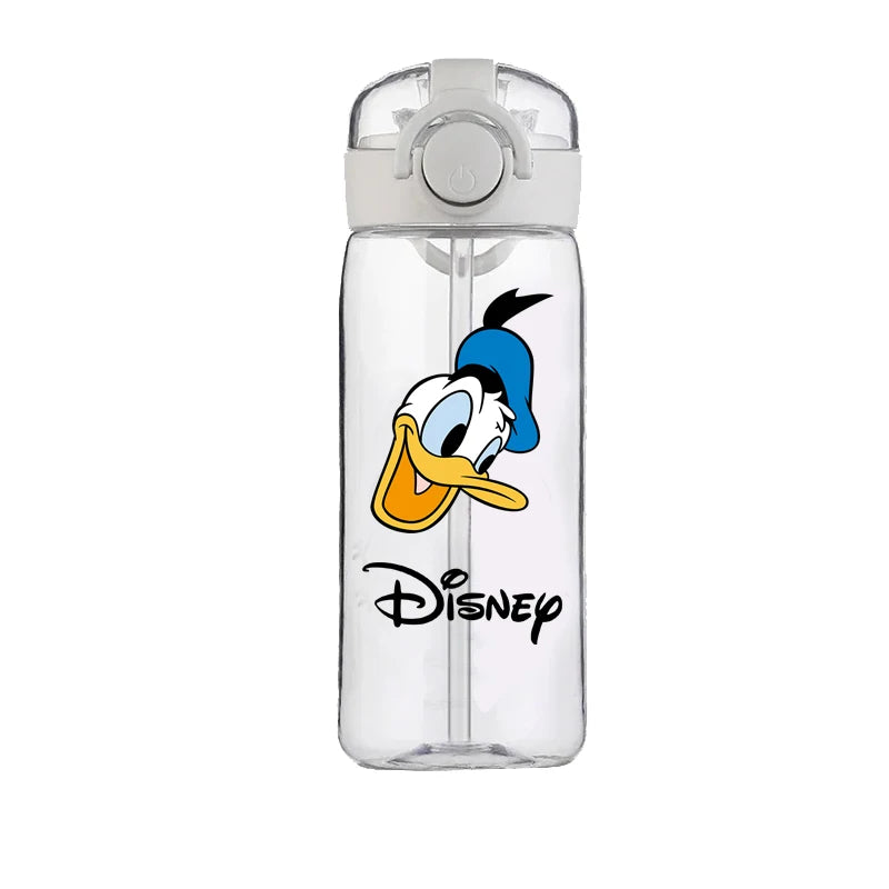 400ml Cartoon Straw Water Cup for Kids – Drop-Resistant Portable Drinking Bottle with Lid and Handle, Donald Duck Design for School or Gifts
