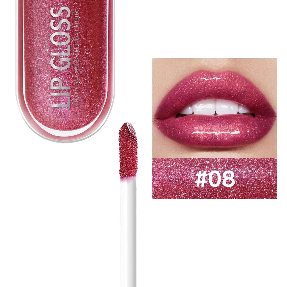 12 Colors Glitter Lip Gloss – Long-Lasting Diamond Pearlescent Metallic Liquid Lipstick