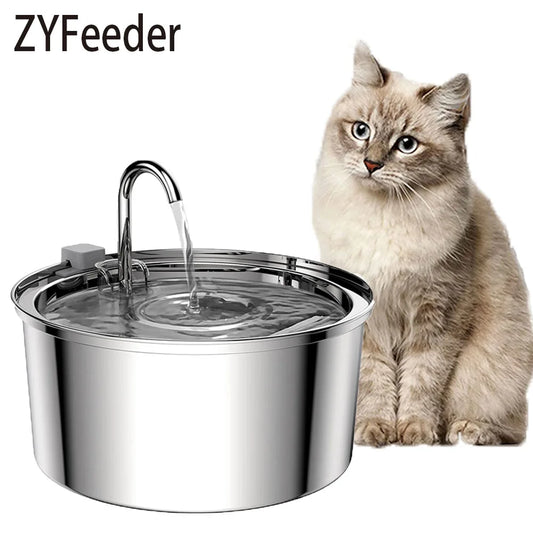 3L Stainless Steel Pet Water Fountain – USB Quiet Smart Automatic Drinking Bowl with Dual Filter for Cats & Dogs