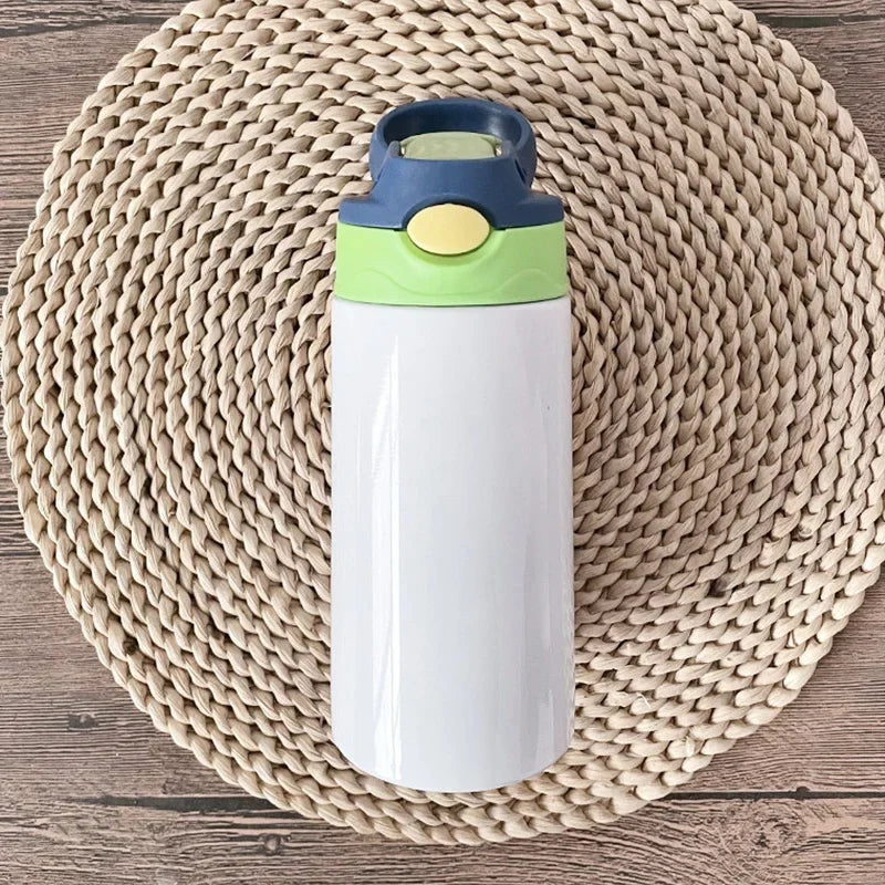 12oz Stainless Steel Kids Sippy Cup – Double Wall Insulated Tumbler with Straw and Flip-Top Lid
