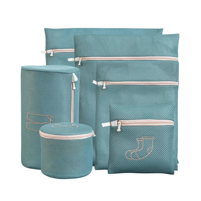 6-Piece Laundry Bag Set for Washing Machine – Embroidery Wash Nets for Underwear, Bras, Socks, and Clothes – Large-Capacity Storage Organizer