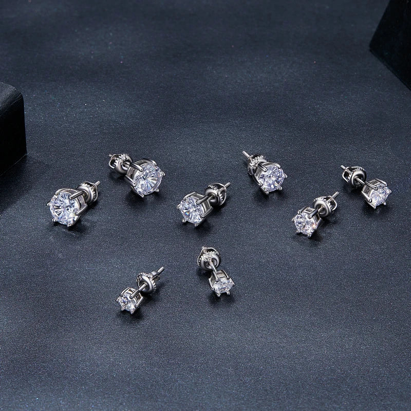 14K Gold Plated Sterling Silver Round CZ Stud Earrings – Hypoallergenic Cubic Zirconia for Women