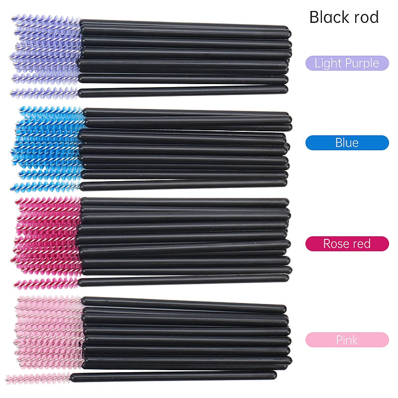 50-Piece Disposable Eyelash Mascara Brushes – Crystal Diamond Handle Spoolies for Lash Extension & Eyebrow Grooming