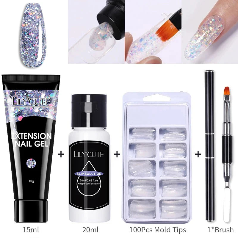 15ml Nail Extension Gel Kit – Soak Off UV Acrylic Gel in White, Clear & Pink for Home or Salon Nail Art