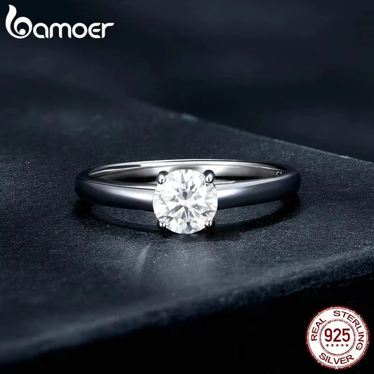 0.6 Carat Round Moissanite Engagement Ring – D Color VVS1 Stone on 925 Sterling Silver Prong Setting for Women
