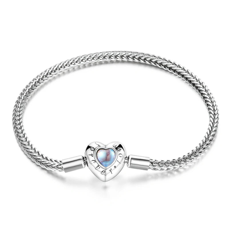925 Sterling Silver Rose Buckle Snake Chain Bracelet with Zircon – DIY Charm Bracelet for Women