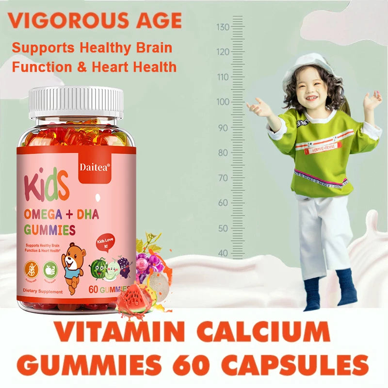 Children's Omega + DHA Gummies – Omega 3-6-9 with Vitamin C for Brain, Heart, Eye & Immune Support – 60 Gummies