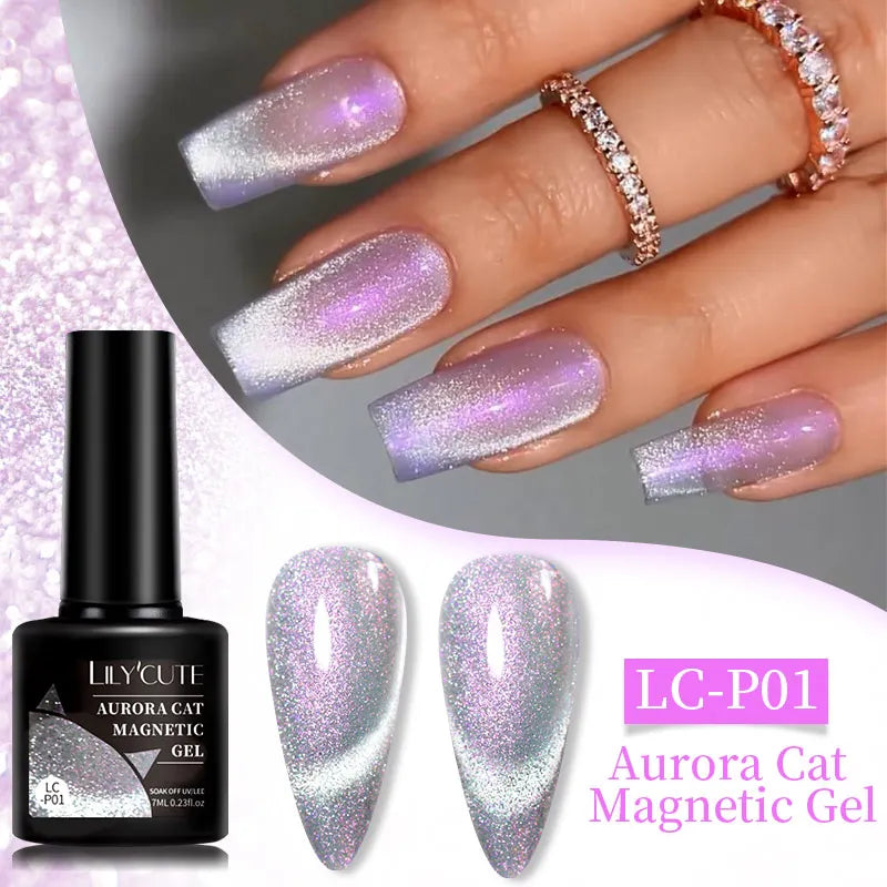 7ml Dynamic Reflective Cat Eye Magnetic Gel – Glitter Soak-Off Nail Polish with 3D Magnet Effect