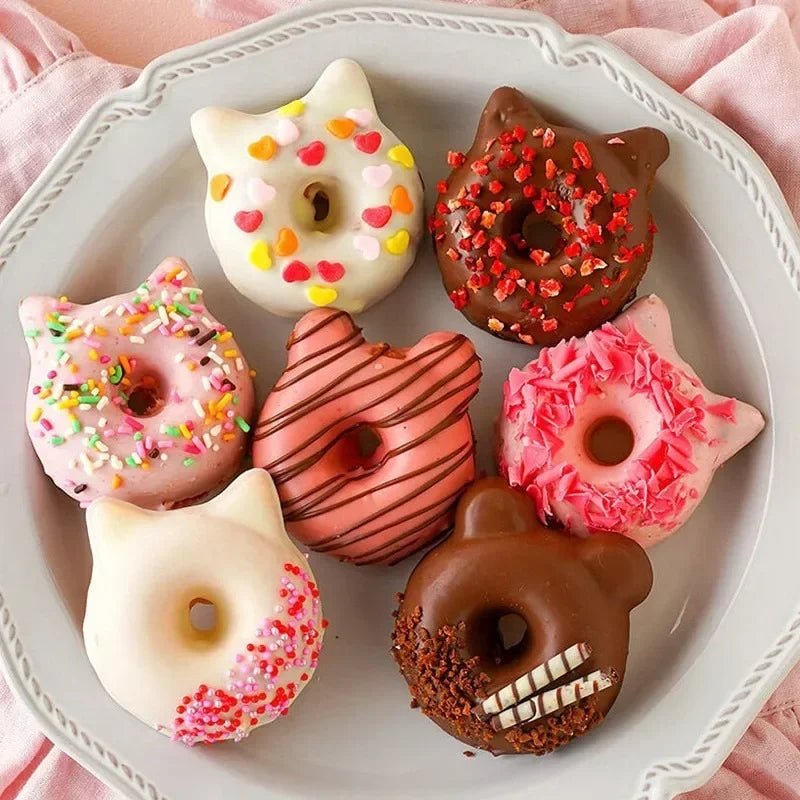 6-Cup Donut and Cartoon Bear Non-Stick Baking Mold – Mini Chocolate Cake, Muffin, and Madeleine Tray