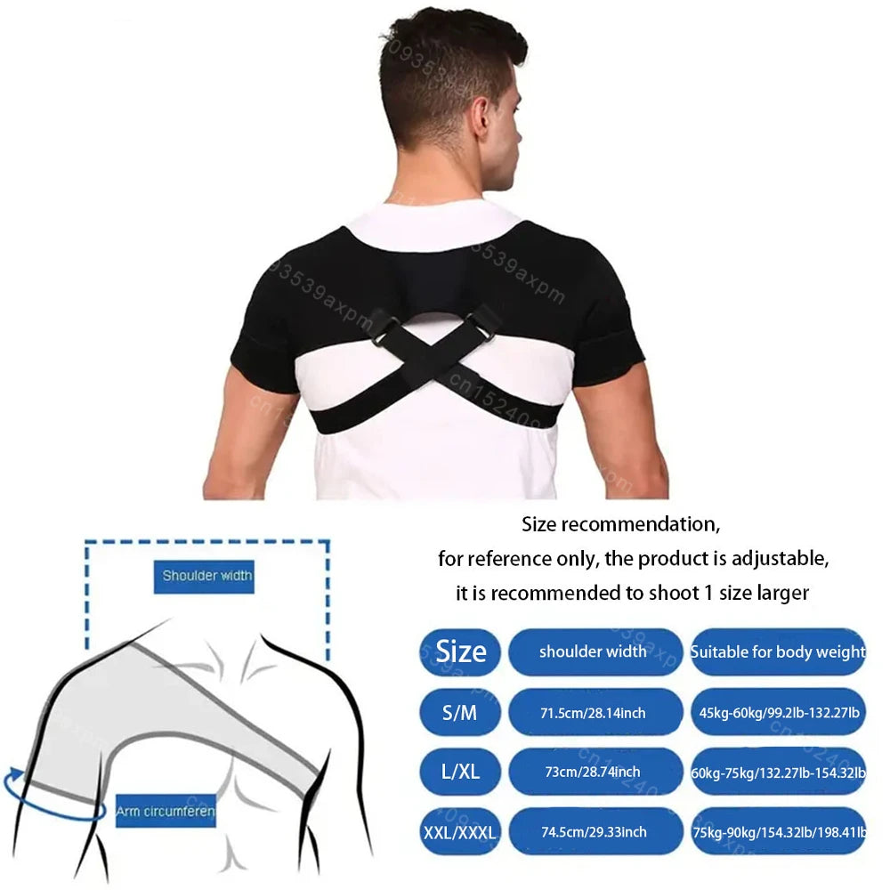 Adjustable Cross Compression Shoulder Brace – Double Bandage Support Strap for Shoulder Protection and Posture Correction