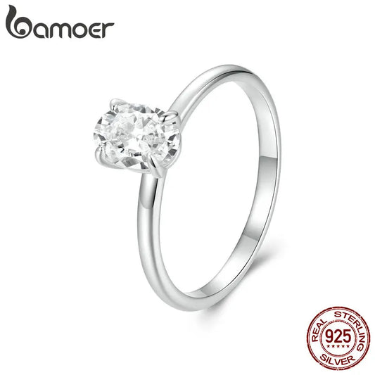 1 Carat Oval Moissanite Solitaire Ring – D Color VVS1 Stone on 925 Sterling Silver with 18K White Gold Plating for Women