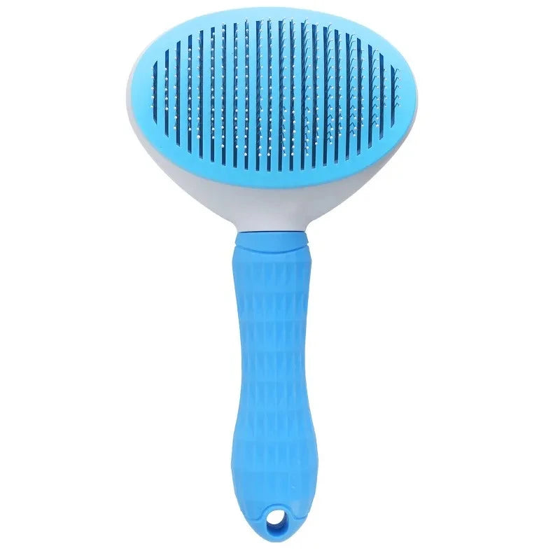 Stainless Steel Pet Grooming Brush – Hair Removal Comb for Long-Haired Dogs and Cats with Anti-Slip Handle
