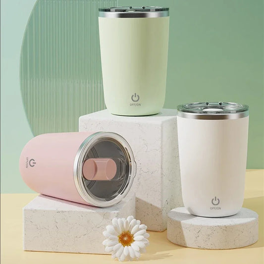 304 Stainless Steel Self-Stirring Mug – Rechargeable Automatic Magnetic Coffee Mixer Cup, 340ml Smart Water Bottle