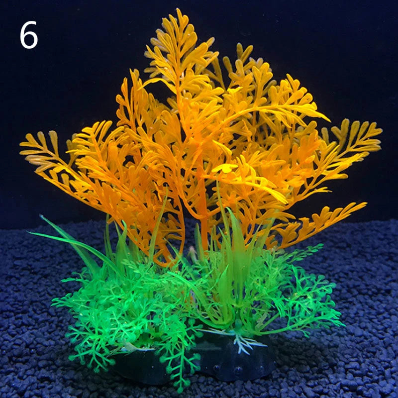 Artificial Aquarium Plants Set – 12-Style Plastic Aquatic Weeds and Grass Decorations for Fish Tank Landscaping (14cm Height)