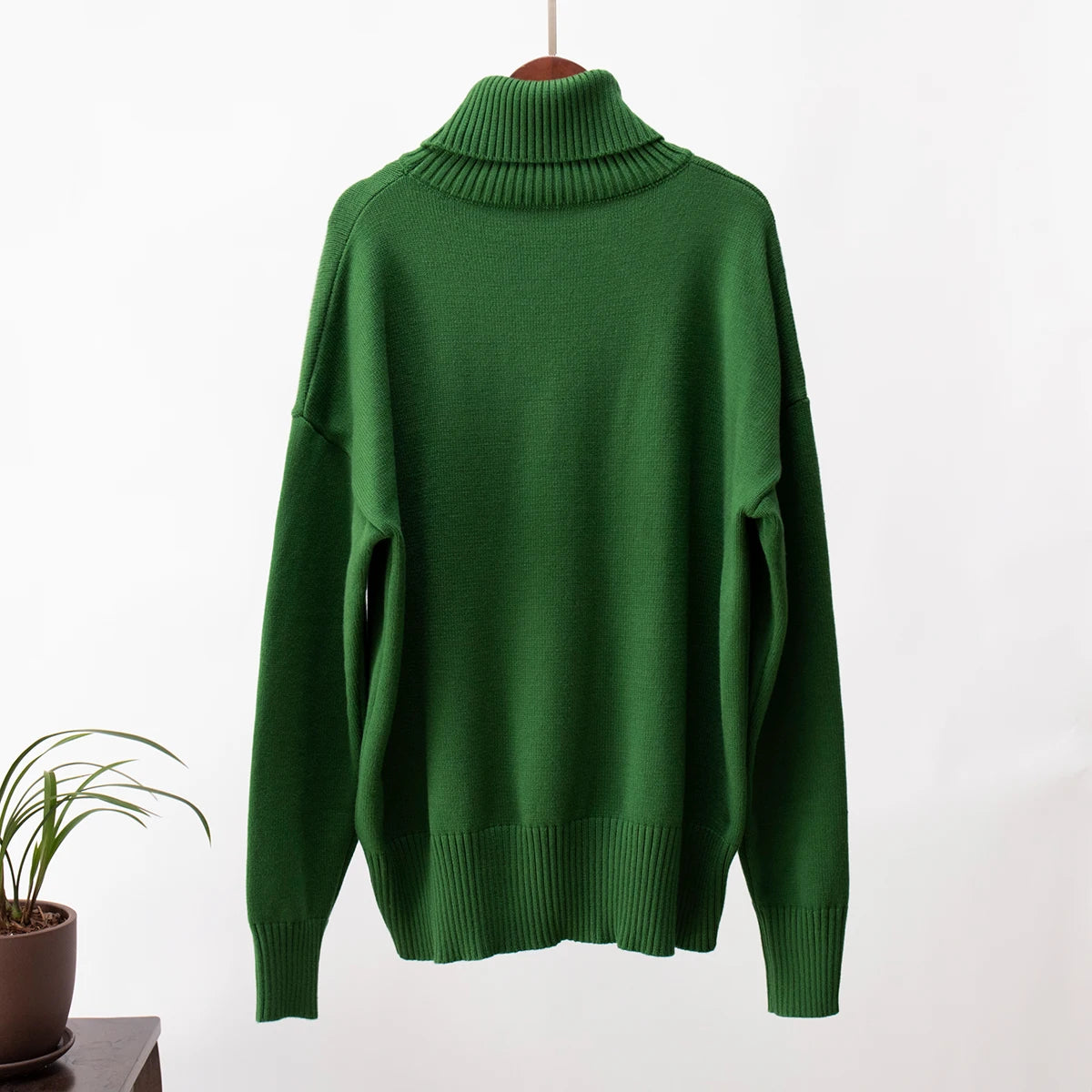 Women's Oversized Turtleneck Sweater – Thick Knit Casual Pullover for Autumn Winter