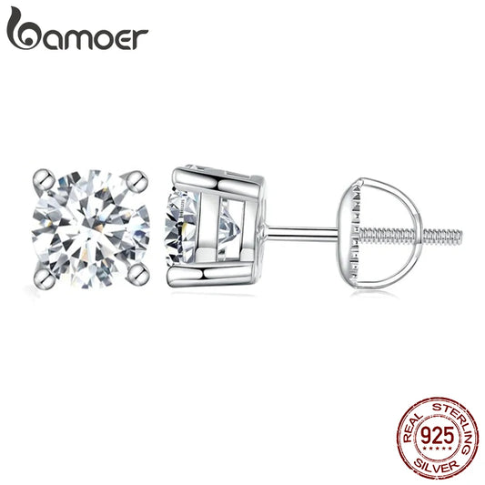 2 Carat Moissanite Heart Prong Stud Earrings – D Color VVS1 Stones on 925 Sterling Silver for Women