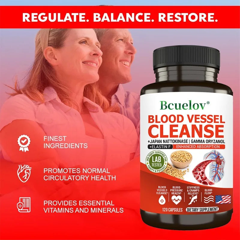 Vascular Cleanser with CoQ10 – Cardiovascular Health Supplement, Supports Healthy Blood Flow & Cholesterol, 120 Capsules