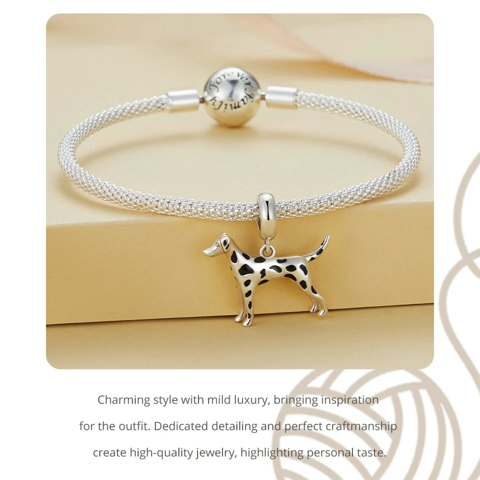 Sterling Silver Dog Charm Bead – Poodle & Dachshund Pendant for Charm Bracelets, DIY Jewelry for Women