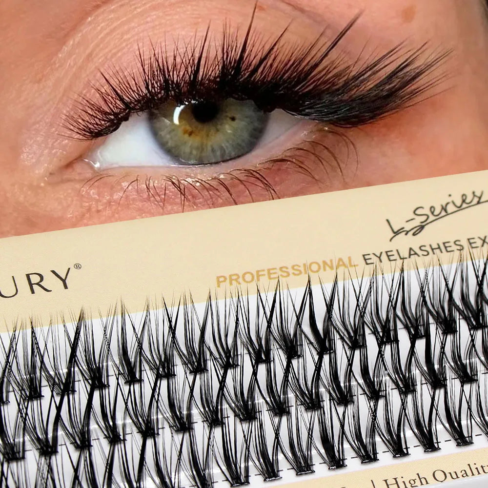 60pcs 30D Cluster Eyelash Extensions – C/D/L Curl Foxy Eyes Cat Look Natural Individual Lashes (8–16mm)