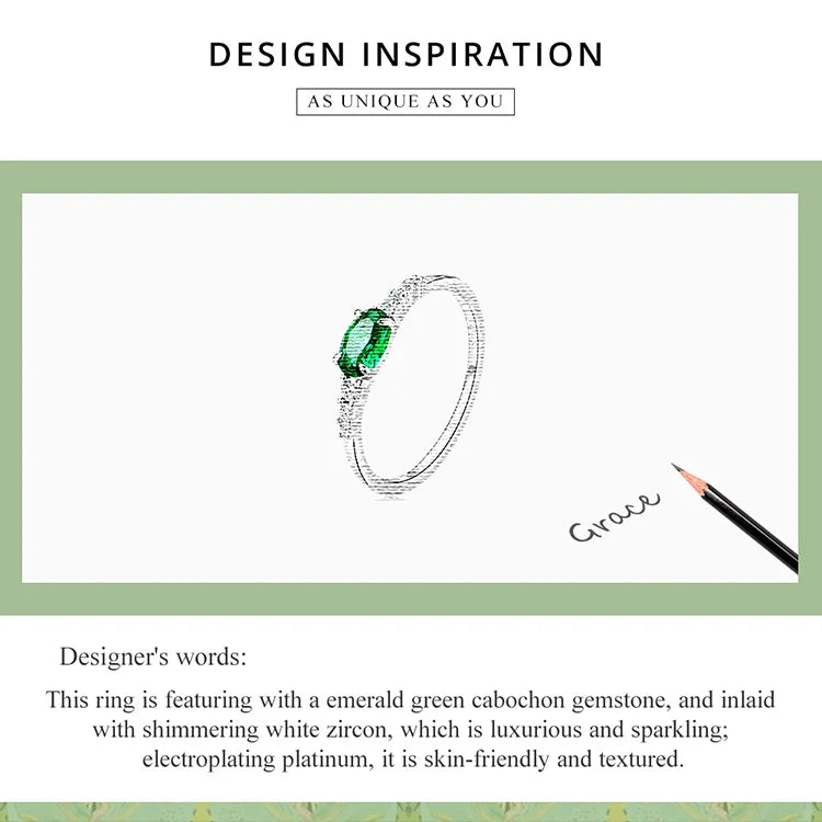 Sterling Silver Green Zircon Gemstone Ring – Simple Prong Set Wedding Band for Women