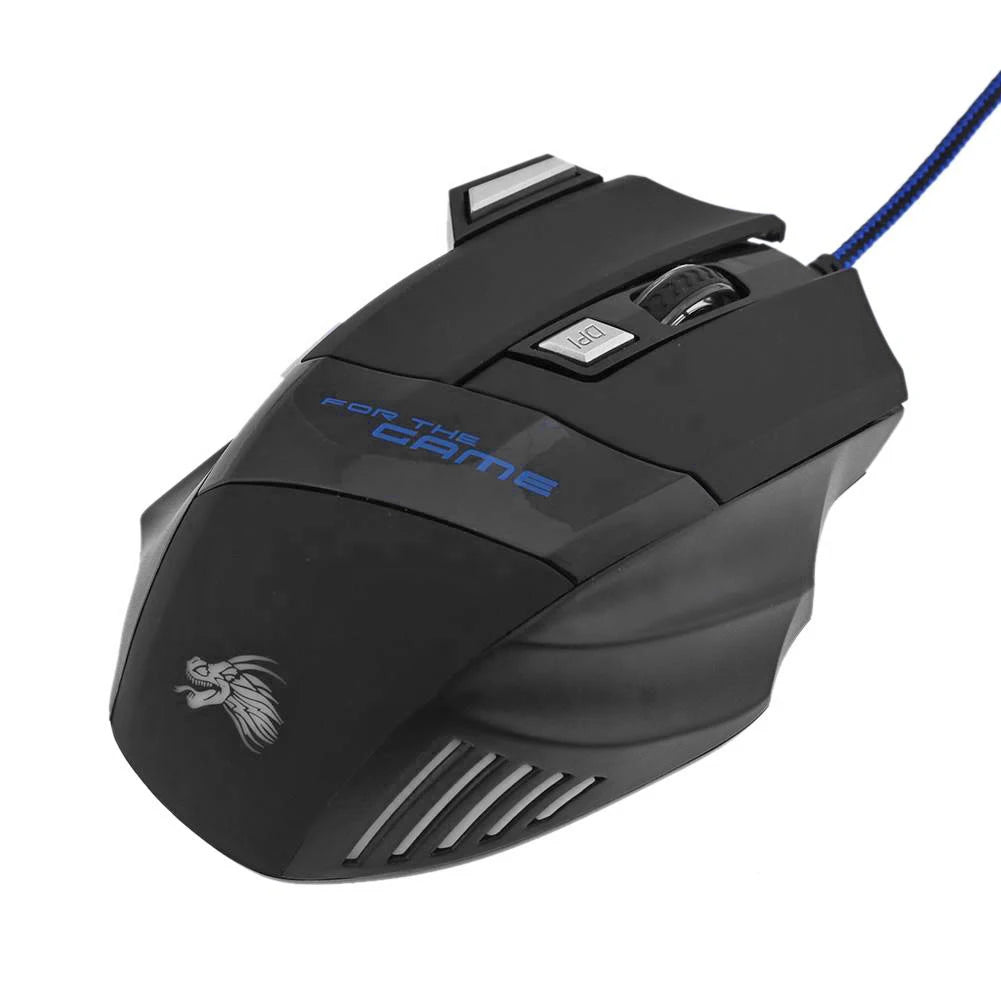 USB Wired Gaming Mouse – 7-Button Ergonomic Optical Mouse with Adjustable 5500 DPI and Backlit Design for PC Desktop Computer Gamers