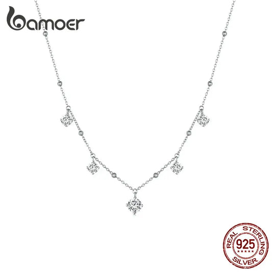 3.0 CTTW Moissanite Waterdrop Necklace – Five-Stone D Color VVS1 Pendant on 925 Sterling Silver Chain for Women