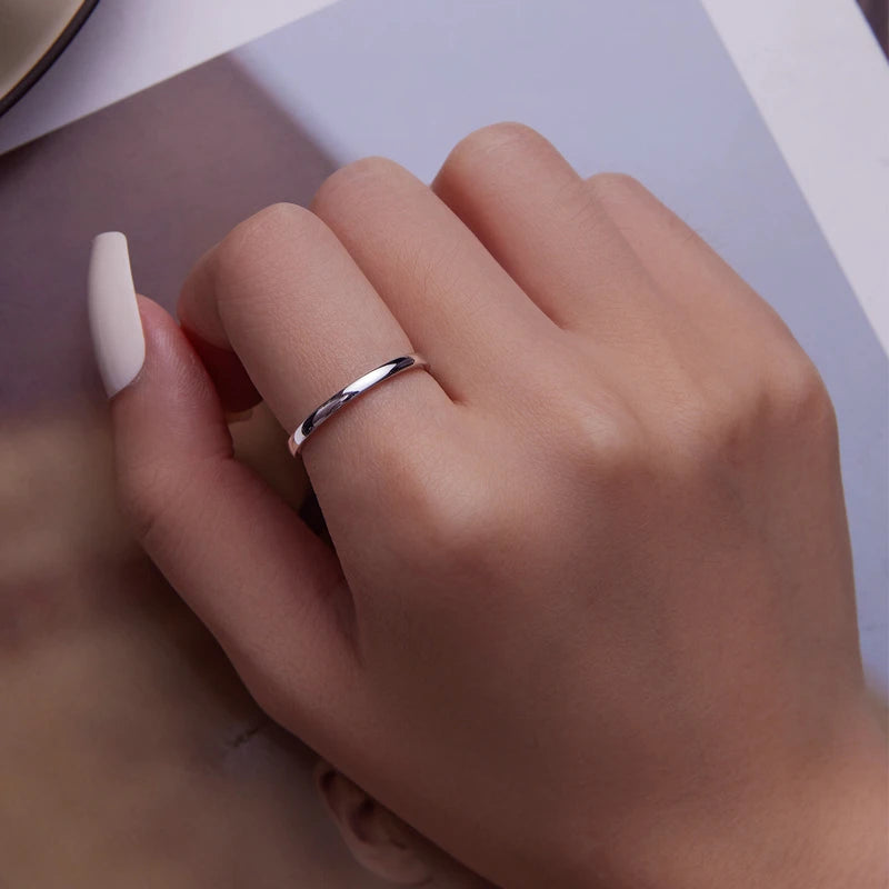 925 Sterling Silver Minimalist Stackable Eternity Ring – Simple Round Band for Women