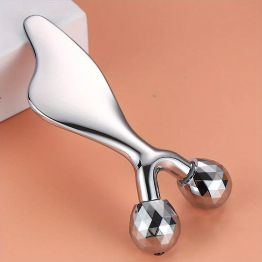 2-in-1 3D Facial Roller and Gua Sha Sculpting Tool – Cold Therapy Massager for Face, Eyes, Chin Lift & Skin Firming